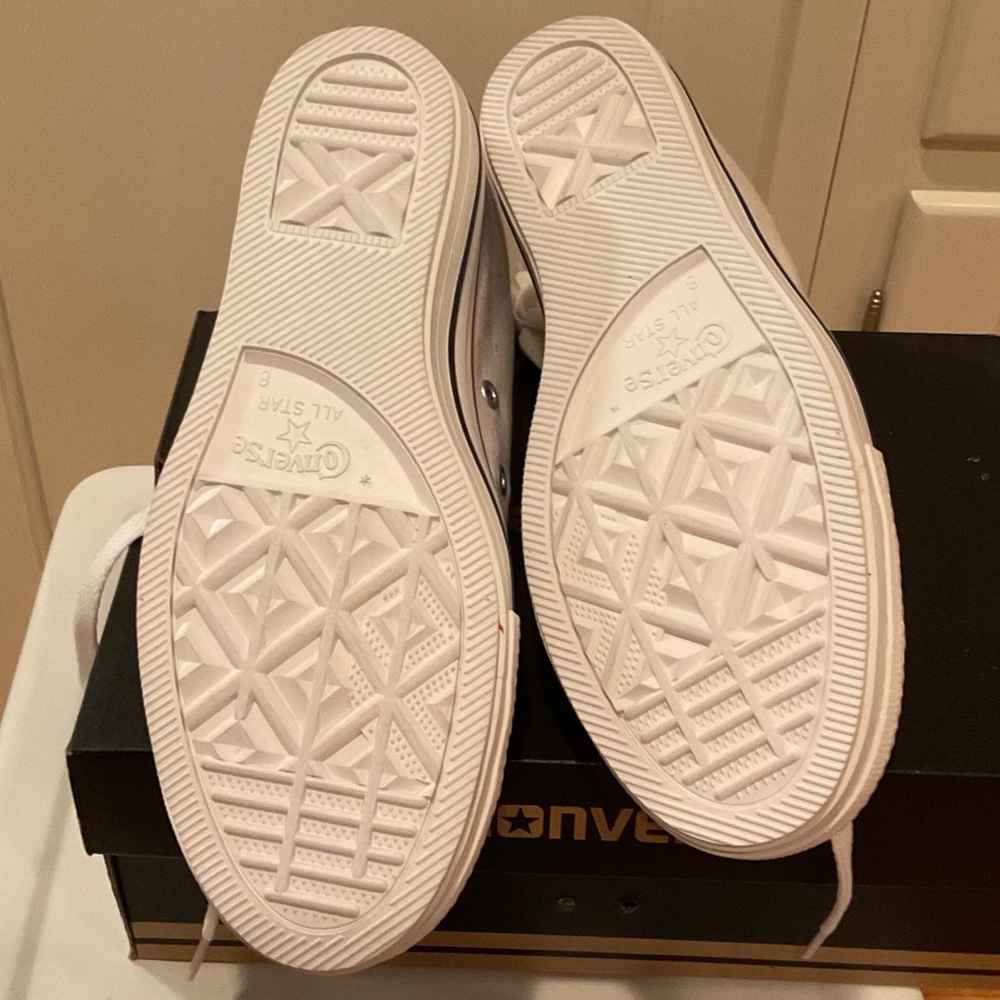 Converse Women's White Wedge Heel High-Top Sneakers.  Size 8 - Picture 4 of 6